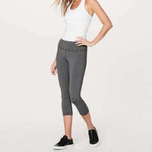 Lululemon Wunder Under Crop (High-Rise) *21" Heathered Black - 6 - NWT